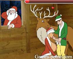 The elf rips the throat of an unfaithful wife Santa